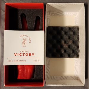 Victory CandleHand Hand Gesture Candle Peace Sign Life Sized Real Hand in Red